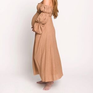 Elegant Tan Maternity Dress - Worth Collection